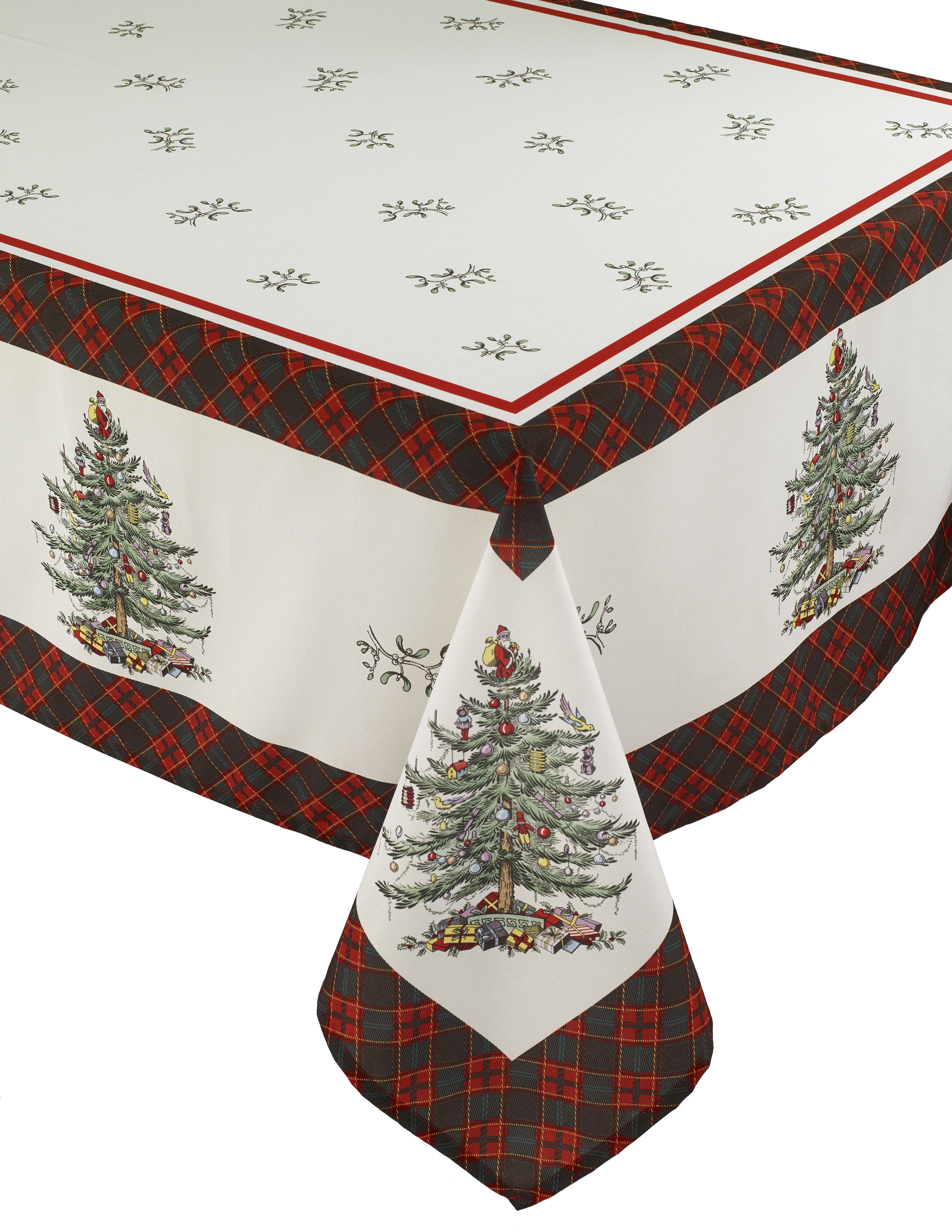 Christmas Tree Tartan 60" x 144" Oblong Tablecloth image number null